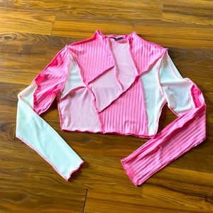 Pink Patchwork Crop Top